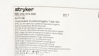 Stryker 250-070-600 AHTO Disposable Suction/Irrigator Tube Set